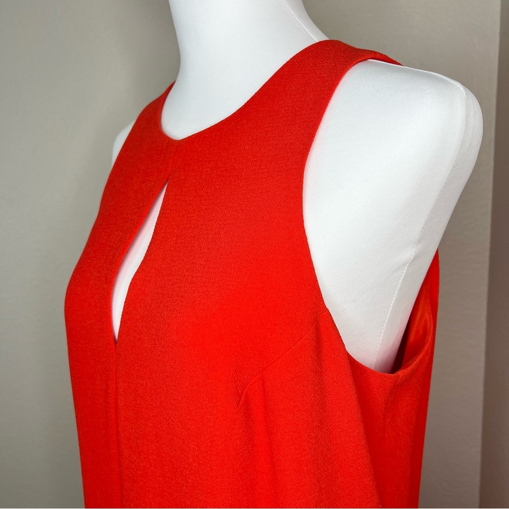 Trina Turk PETAL Lady Bug Coral Red Orange Crepe Sleeveless Keyhole Dress Sz 6 - Picture 10 of 16